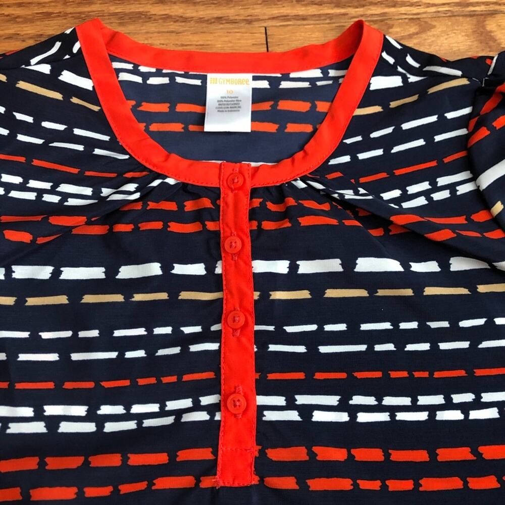 Gymboree Striped 3/4 Sleeves Blue Orange Casual Lightweight Top Girl’s Size 10 - Picture 8 of 10